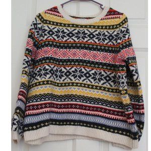 Nordic Fair Isle Sweater Old Navy Allover Design Super Soft Relaxed Fit Sz M